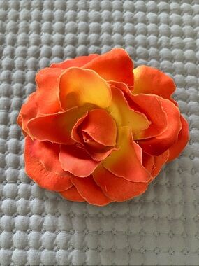 Orange Fabric Flower Brooch